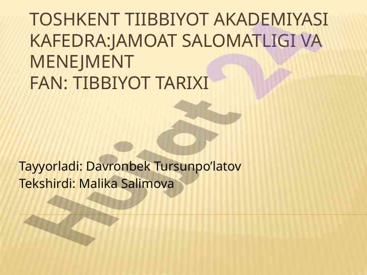 Oʻzbekistonda sogʻliqni saqlash tizimining rivojlanishi