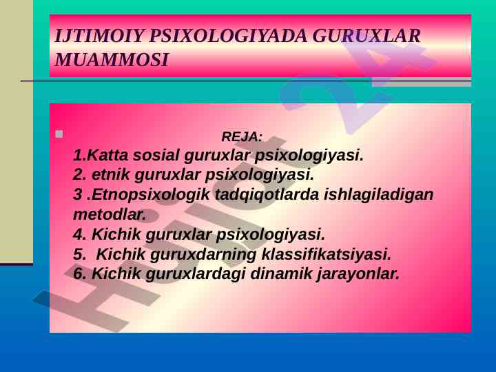 Ijtimoiy psixologiyada guruhlar muammosi