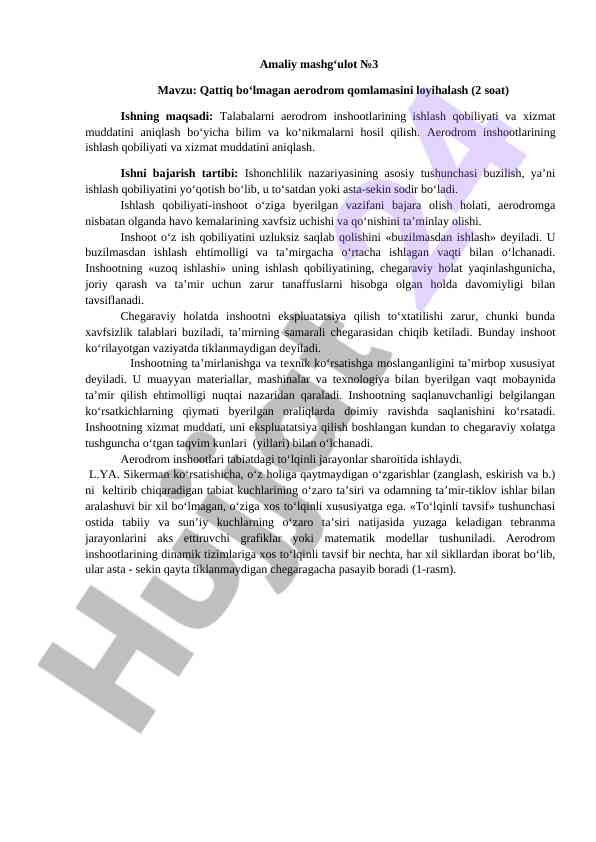 Qattiq bo‘lmagan aerodrom qomlamasini loyihalash
