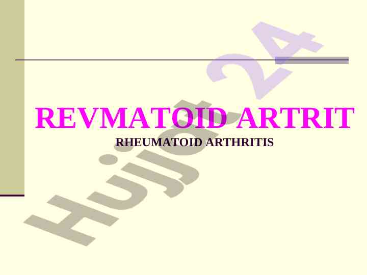 Revmatoid artritning dolzarbligi va tarqalishi