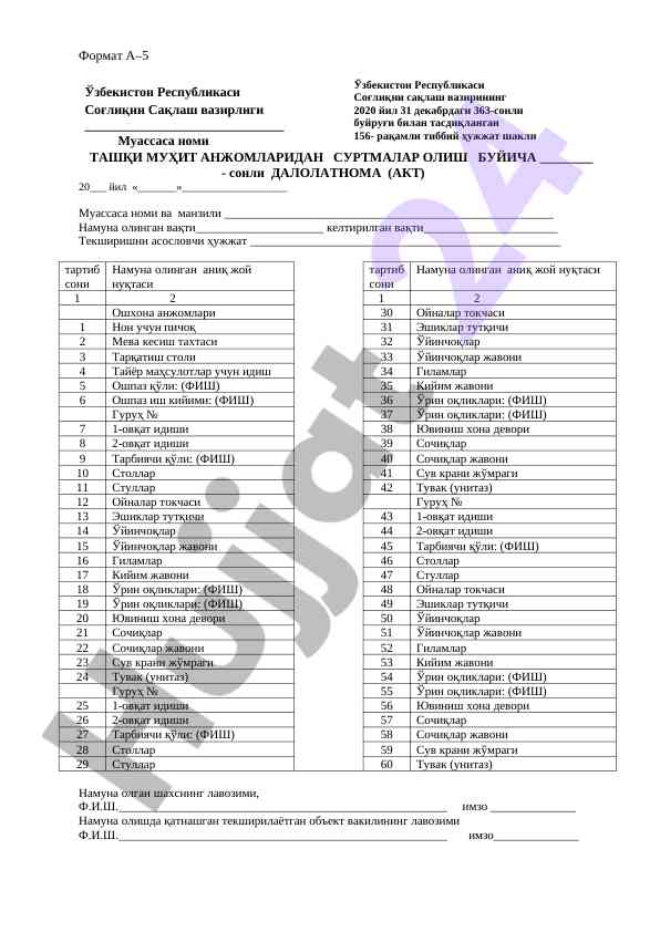 Tashqi muhit anjomlaridan surtmalar olish bo'yicha qo'llanma