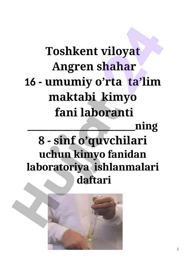 Rux gidroksid laboratoriya ishlanmalariga oid ko'rsatmalar