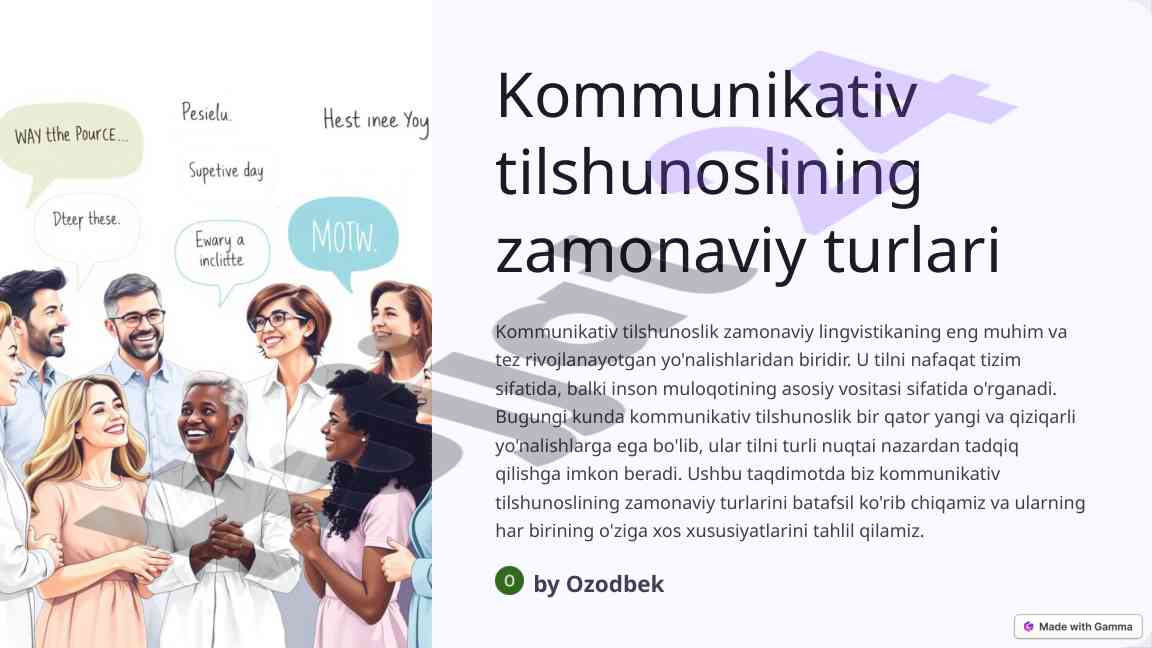 Zamonaviy kommunikativ tilshunoslik turlari tahlili