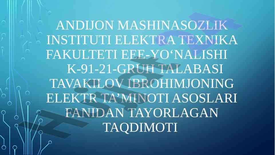 Transformatorlar va ularni turlari taqdimoti