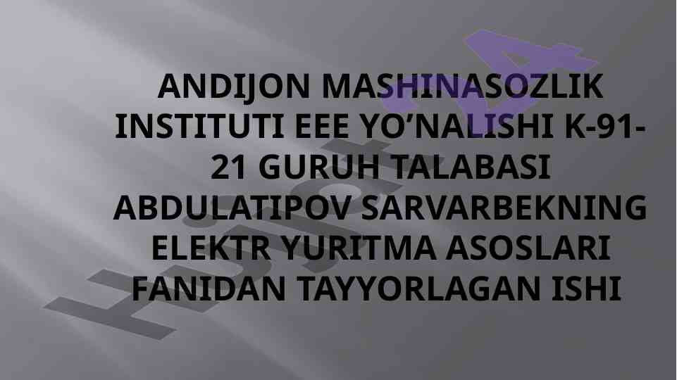 Asinxron motor tezligini kaskadli boshqaruvda rostlash