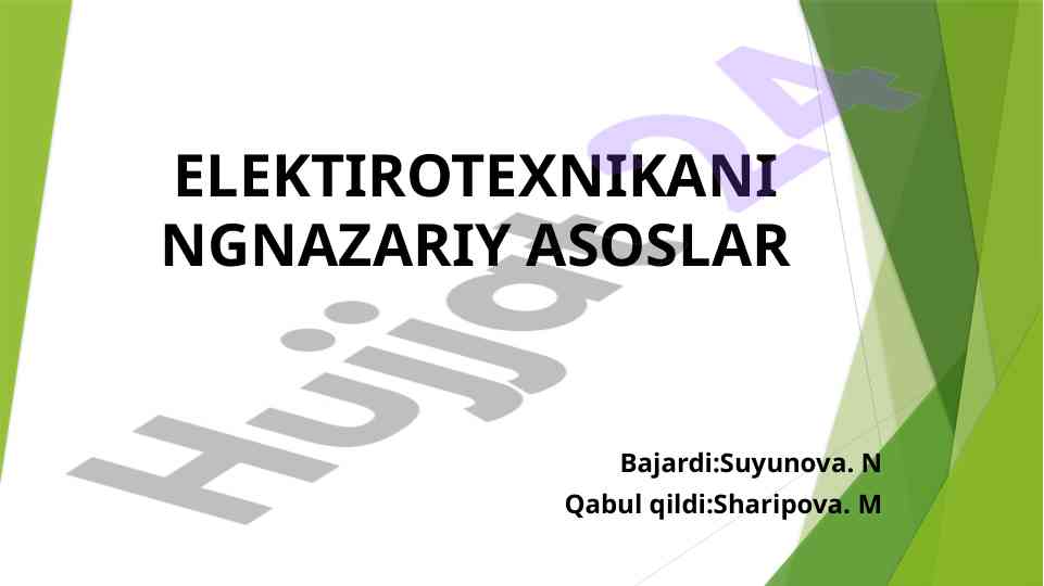 Elektr zanjirlarining ish rejimlari tahlili