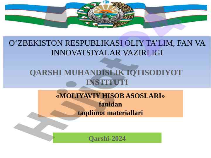 Moliya hisob asoslari taqdimot materiallari