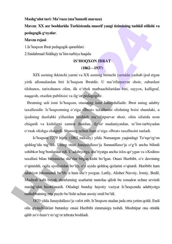 Turkistonda maorif tizimining tashkil etilishi