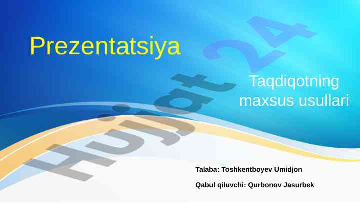 Taqdiqotning maxsus usullari prezentatsiya