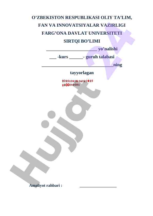 3-kurs amaliyot yo’riqnomasining tavsifnomasi
