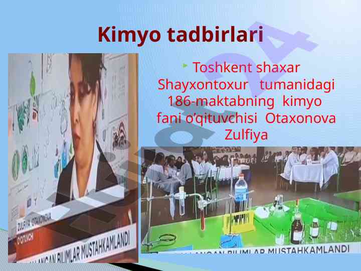 Kimyo fanidan testlar va savollar