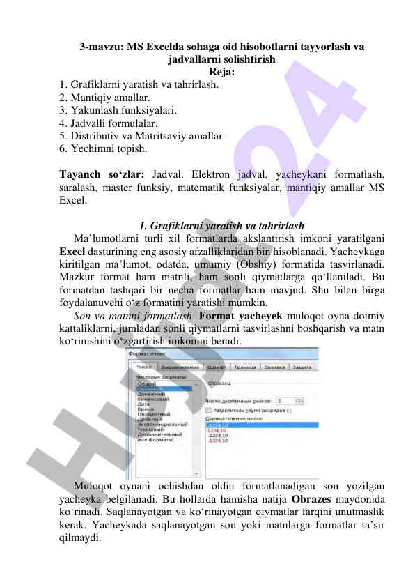 Ms excelda hisobotlar tayyorlash bo‘yicha qo‘llanma