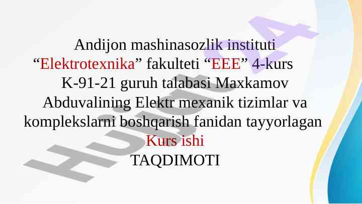 Chastota o‘zgartgichi – asinxron motor tizimi