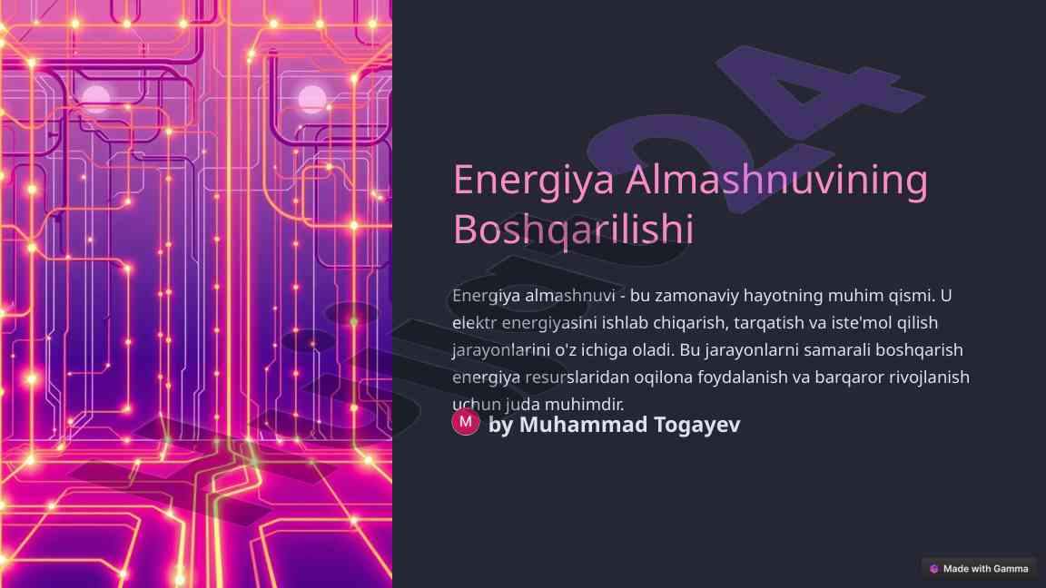 Energiya almashnuvining boshqarilishi