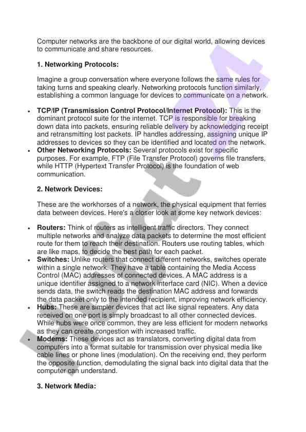 Networking protocols in computer networks