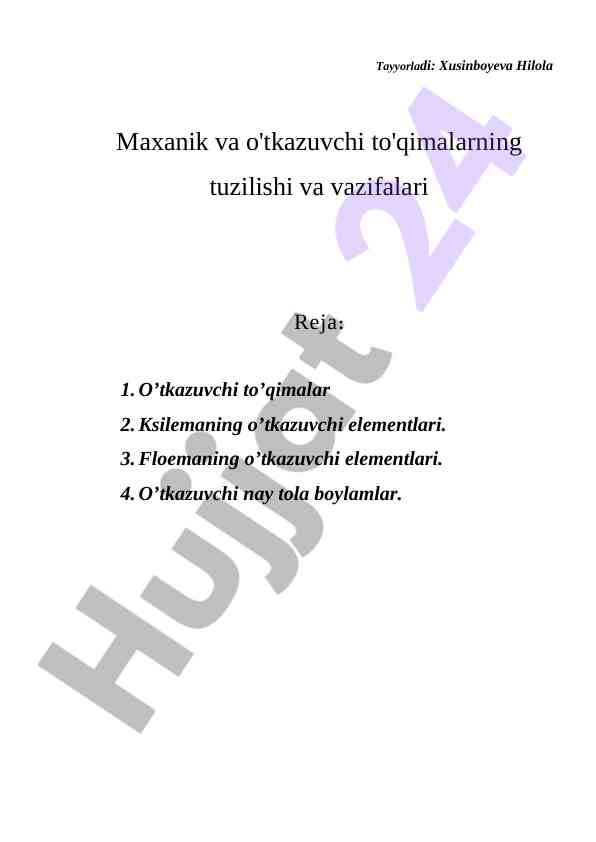 Maxanik va o'tkazuvchi to'qimalar taqdimoti