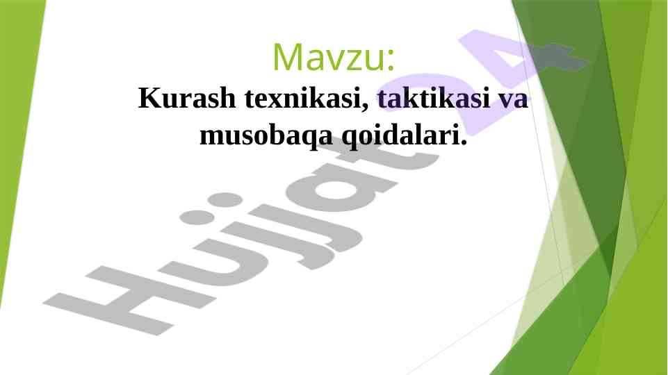 Kurash texnikasi taktikasi va musobaqa qoidalari