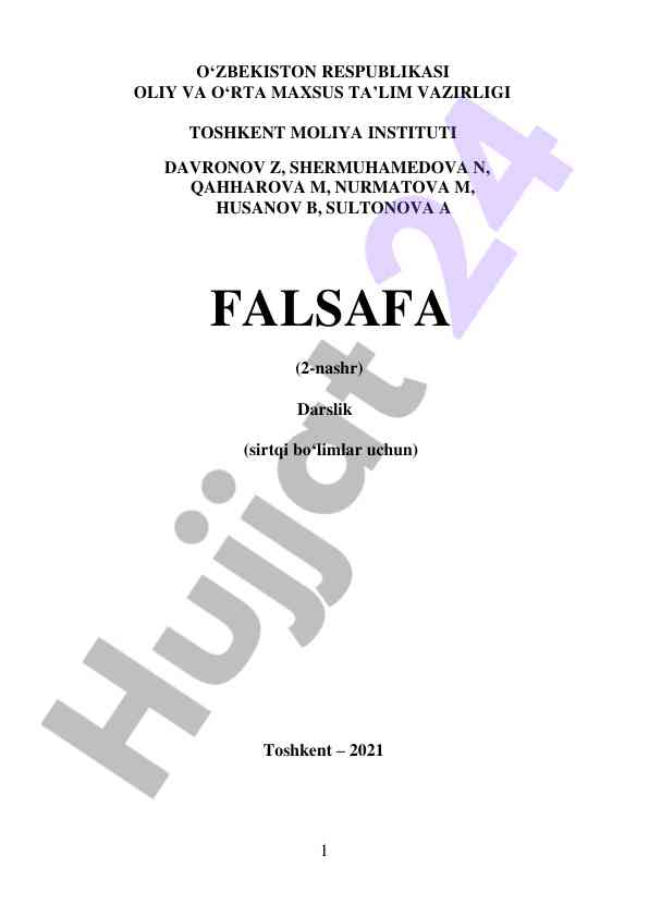 Falsafa darslik sirtqi bo‘limlar uchun 2-nashr