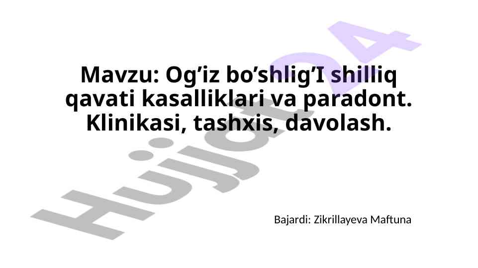 Og'iz bo'shlig'i shilliq qavati kasalliklari tahlili