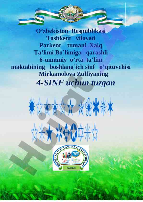 Ona tili fani bo‘yicha yillik reja