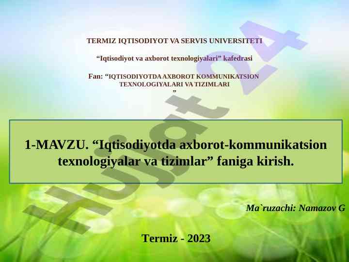 Iqtisodiyotda axborot kommunikatsion texnologiyalari
