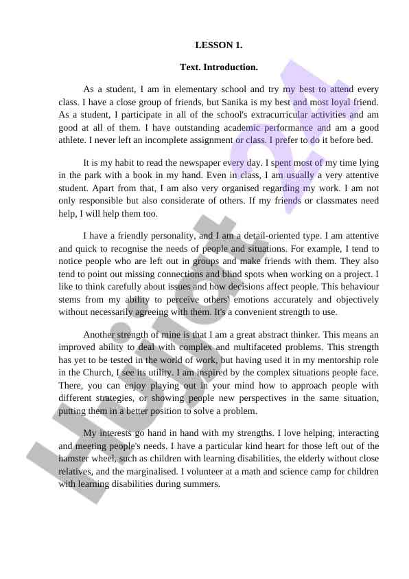 Introduction to student's habits and activities