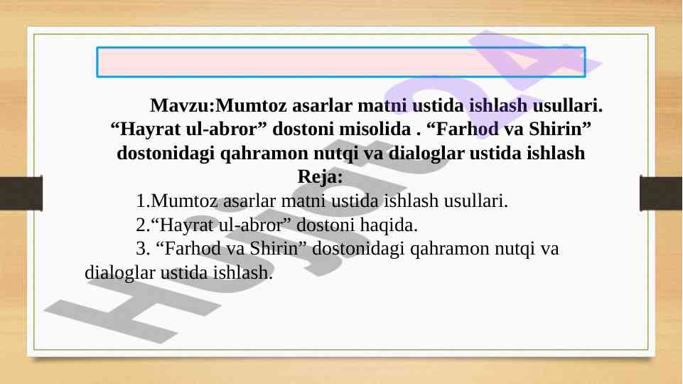 Mumtoz asarlar matni ustida ishlash usullari