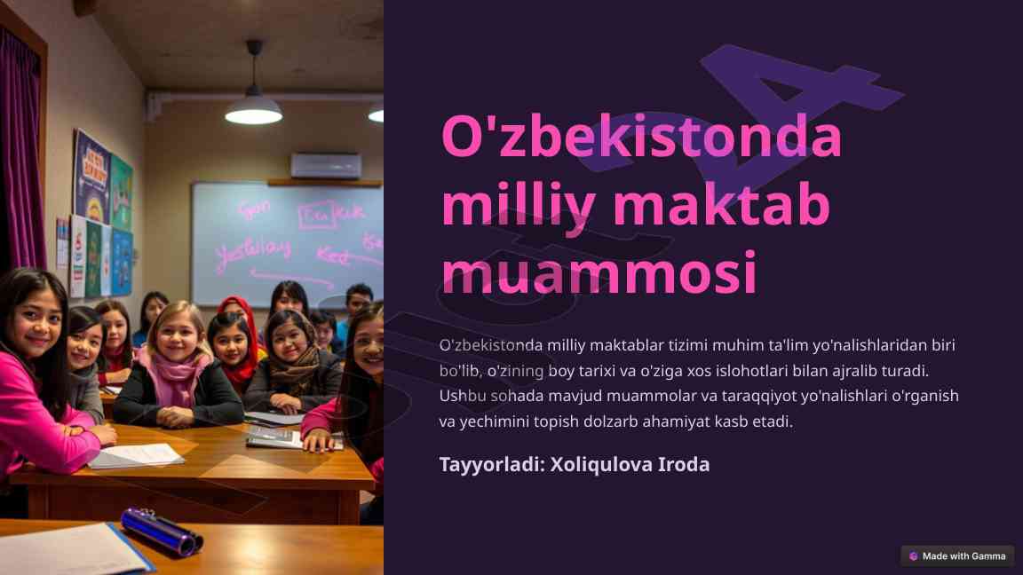 O'zbekistonda milliy maktablar tizimi muammolari