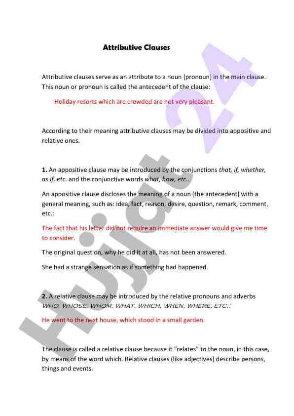 Attributive clauses and their types in english grammar