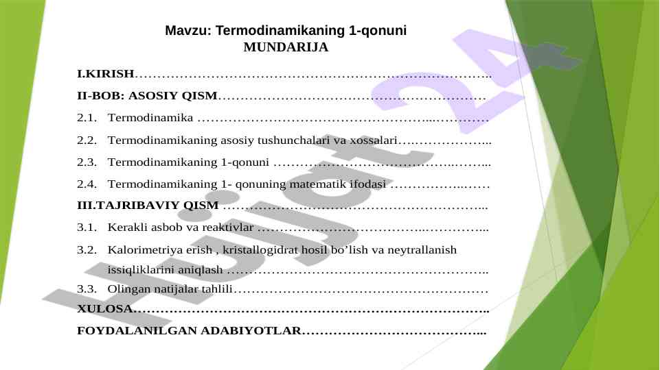 Termodinamikaning 1-qonuni tushunish