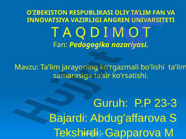 Ko'rgazmali ta'lim jarayoni va ta'siri