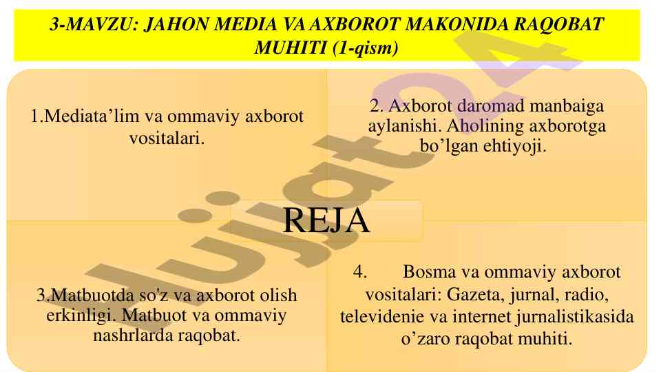 Jahon media va axborot makonidagi raqobat muhiti