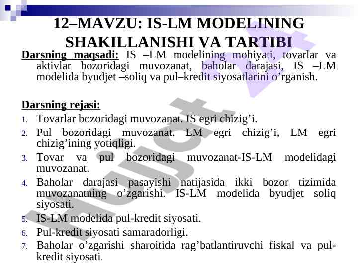 Is-lm modelining mohiyati va tahlili