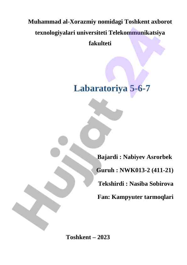 Wan tarmoqlarini loyihalash laboratoriya ishlari