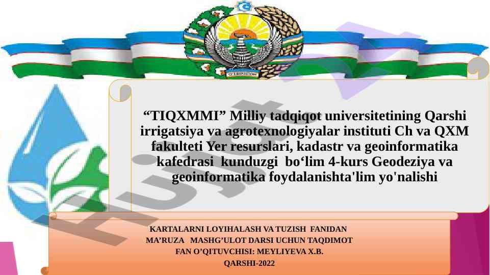 Kartalarni loyihalash va tuzish fanidan taqdimot