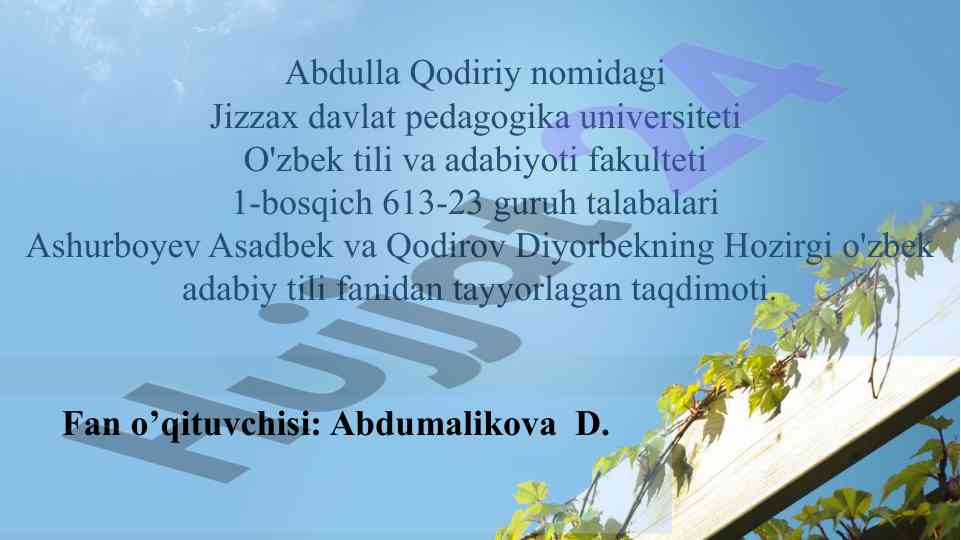 Ruscha o'zlashgan turkiy so'zlar haqida taqdimot