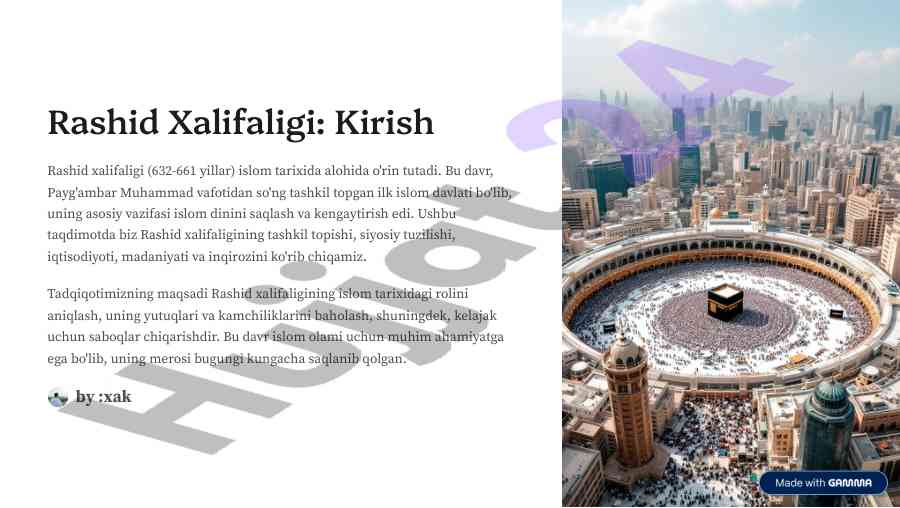 Rashid xalifaligi va islom tarixidagi o'rni