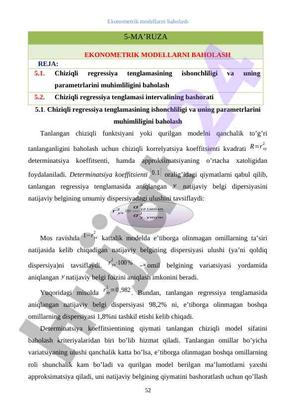 Chiziqli regressiya tenglamasi isxonchligi