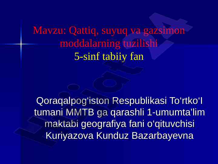 Qattiq, suyuq va gazsimon moddalarning tuzilishi