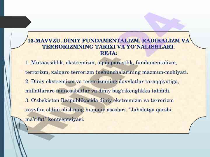 Diniy fundamentalizm va radikalizm tahlili