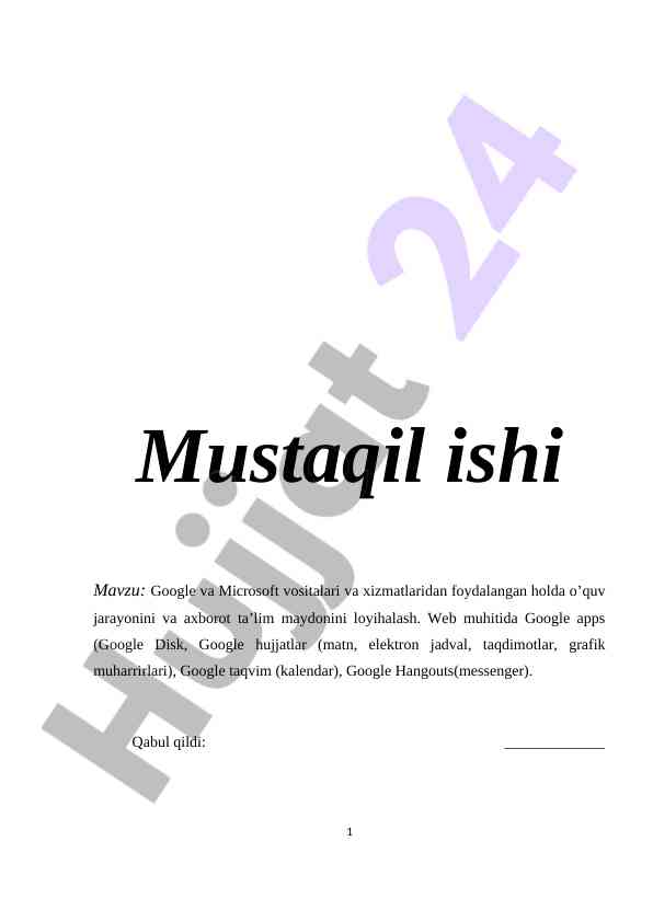 Google va microsoft vositalari bilan o‘quv jarayoni