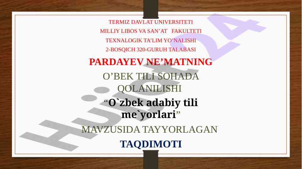 O'zbek adabiy tili me'yorlari taqdimoti