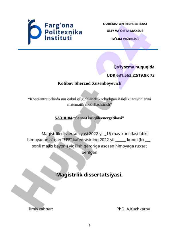 Matematik modellashtirish va issiqlik jarayonlari
