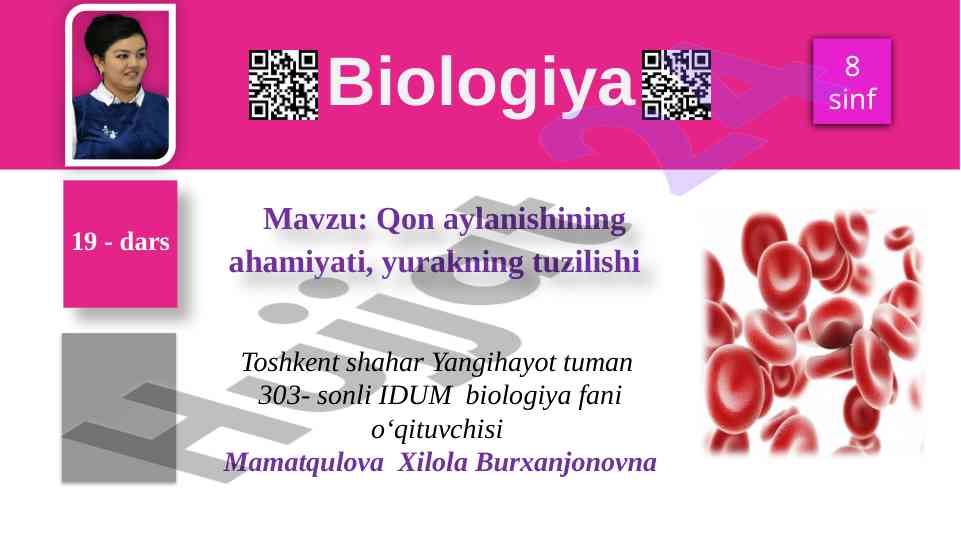Qon aylanishining ahamiyati va yurak tuzilishi