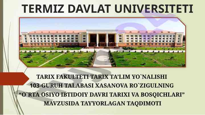 O'rta osiyo ibtidoiy davri tarixi va bosqichlari