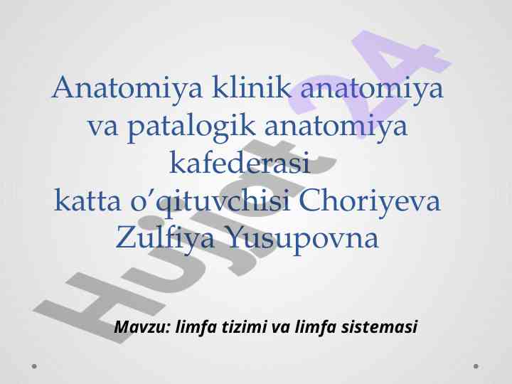 Limfa tizimi va immun tizimi bo‘yicha tadqiqot