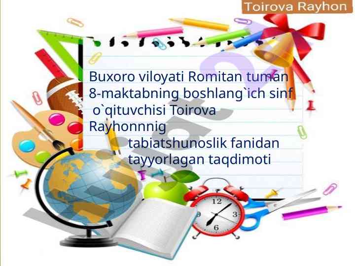 O`simliklar va hayvonot olami taqdimoti