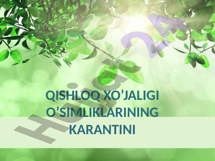 Qishloq xo’jaligi o’simliklarining karantini vazifalari
