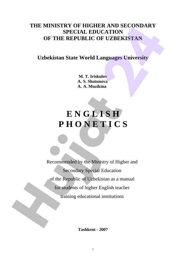 English phonetics manual for higher education students