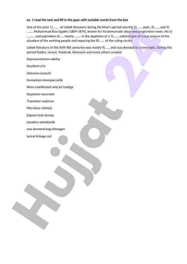 Uzbek literature and historical poets of the khan’s period